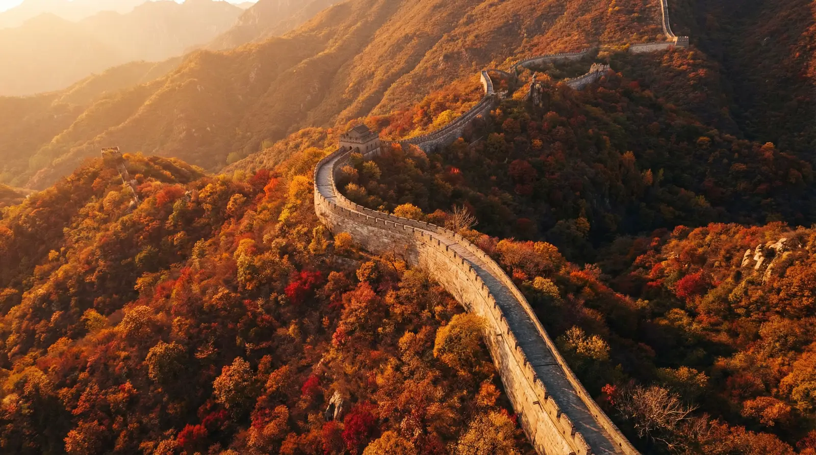 战地狮吼电视剧 秋日长城航拍全景